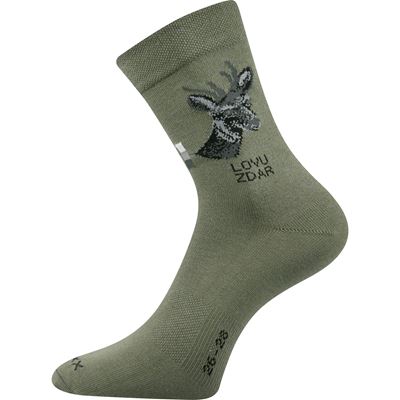 Ponožky pánské slabé LASSY tmavě zelené s obrázkem SRNCE