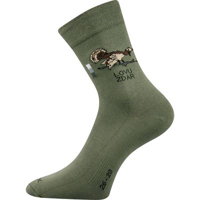 Ponožky pánské slabé LASSY tmavě zelené s obrázkem TETŘEVA