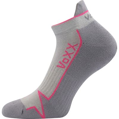 Ponožky bavlněné sportovní LOCATOR A světle šedé s magentou