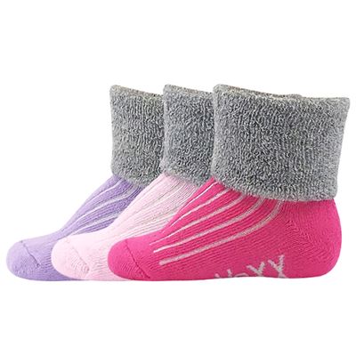 Ponožky kojenecké froté LUNIK barevné DÍVČÍ (3 páry)