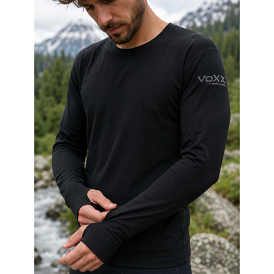 Tričko funkční pánské MERINOWOOL 03 slim s dlouhým rukávem ČERNÉ