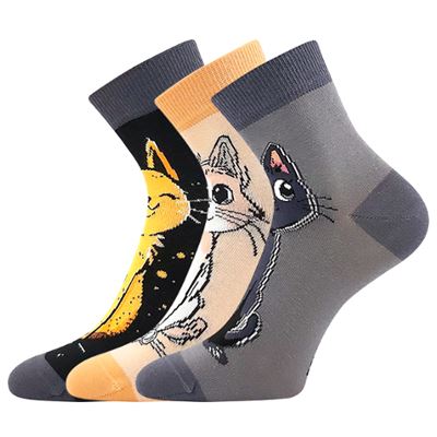 Ponožky dámské letní MICKA 01 s kočkami MIX A (3 páry)