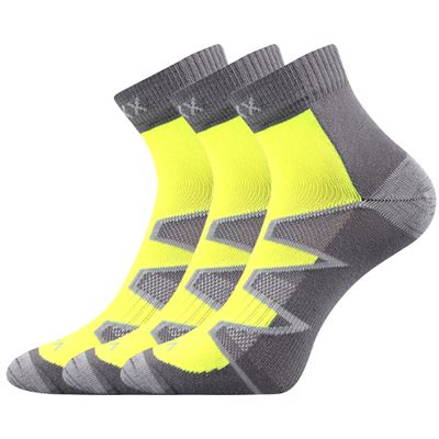 Ponožky bavlněné sportovní MONSA světle šedé s neon žlutou (3 páry)