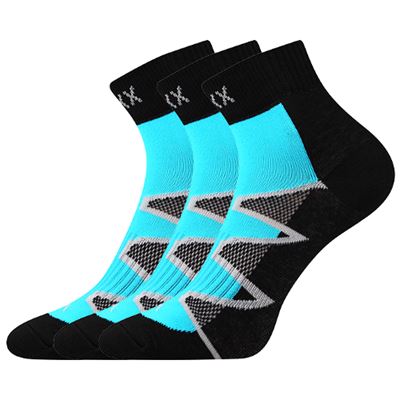 Ponožky bavlněné sportovní MONSA černé s neon tyrkysovou (3 páry)