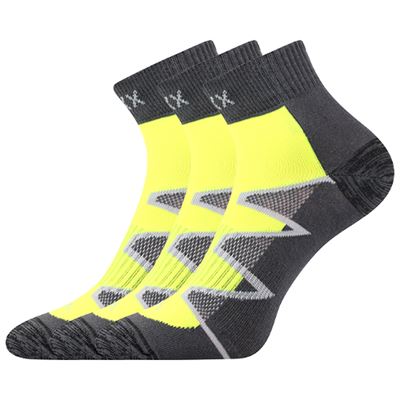 Ponožky bavlněné sportovní MONSA tmavě šedé s neon žlutou (3 páry)