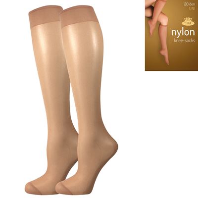 Podkolenky dámské silonkové NYLON knee-socks BEIGE (tělové) 2 páry v balení