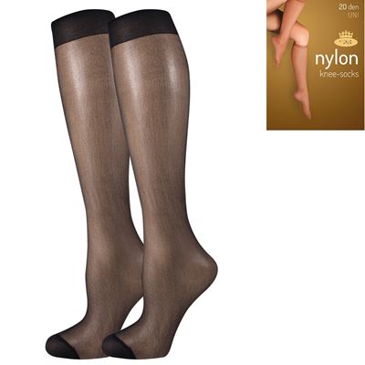 Podkolenky dámské silonkové NYLON knee-socks NERO (černé) 2 páry v balení (6 kusů)
