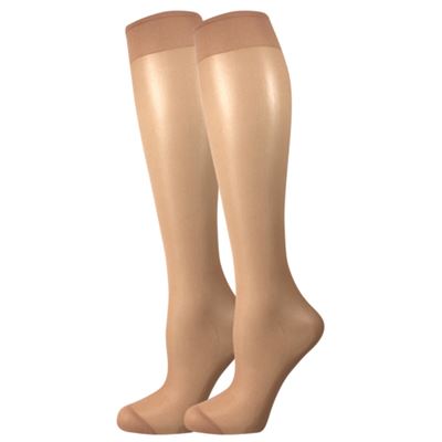 Podkolenky dámské silonkové NYLON knee-socks BEIGE (tělové) 2 páry balené pouze v sáčku