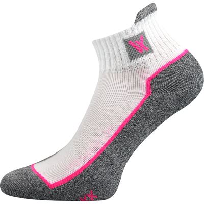 Ponožky bavlněné sportovní NESTY 01 bílé s růžovou