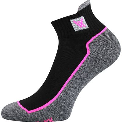 Ponožky bavlněné sportovní NESTY 01 černé s růžovou