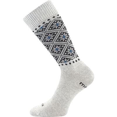 Ponožky dámské silné NORDKAPP z merino a s ionty stříbra SVĚTLE ŠEDÉ