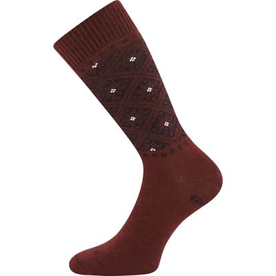 Ponožky dámské silné NORDKAPP z merino a s ionty stříbra VÍNOVÉ