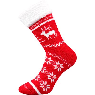Ponožky zimní silné NORWAY vlněné ČERVENÉ