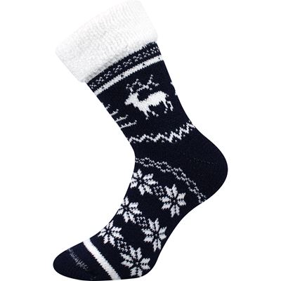 Ponožky zimní silné NORWAY vlněné TMAVĚ MODRÉ