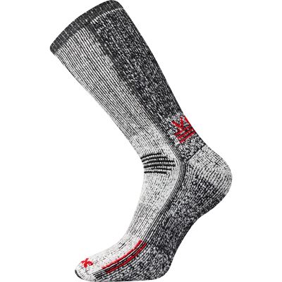 Ponožky zimní thermo ORBIT z merino vlny ŠEDÉ MELÉ S ČERVENOU