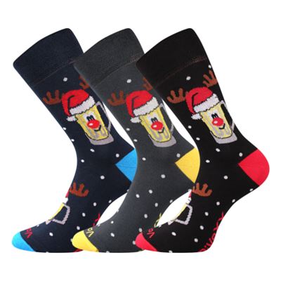 Ponožky pánské vánoční PIVOXX vtipné s obrázky PIVA v půllitru (3 páry)