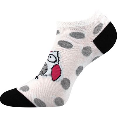 Ponožky dámské nízké PIKI 62 letní puntíkované SE SOVIČKAMI (3 páry)