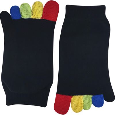Ponožky prstové bavlněné PRSTAN 09 nízké ČERNÉ s barevnými prsty