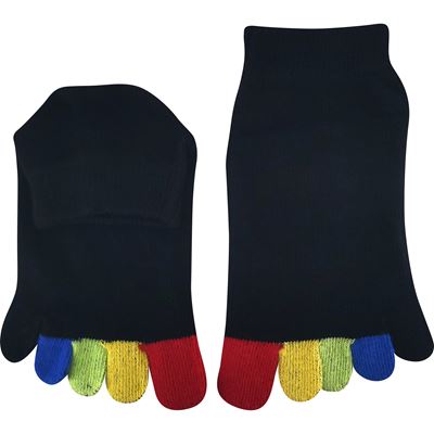 Ponožky prstové bavlněné PRSTAN 09 nízké ČERNÉ s barevnými prsty
