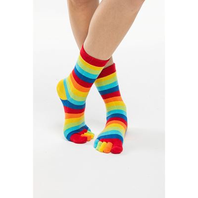 Ponožky prstové bavlněné PRSTAN 10 pruhované RAINBOW