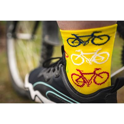 Ponožky cyklistické RALF X obrázkové BIKE ŽLUTÉ