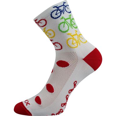 Ponožky cyklistické RALF X obrázkové BIKE BÍLÉ