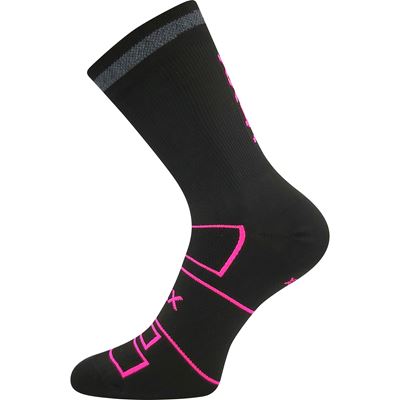 Ponožky sportovní REFLEXON s reflexním prvkem ČERNÉ s neon růžovou