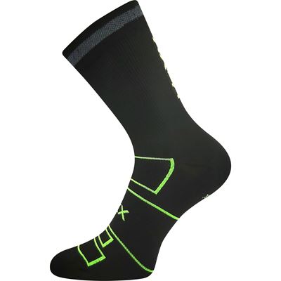 Ponožky sportovní REFLEXON s reflexním prvkem ČERNÉ s neon zelenou