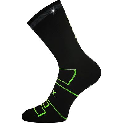 Ponožky sportovní REFLEXON s reflexním prvkem ČERNÉ s neon zelenou