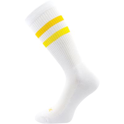 Ponožky pánské sportovní RETRAN s ionty stříbra BÍLÉ se žlutou