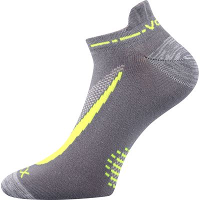 Ponožky krátké slabé REX 10 bavlněné ŠEDÉ se žlutou (3 páry)