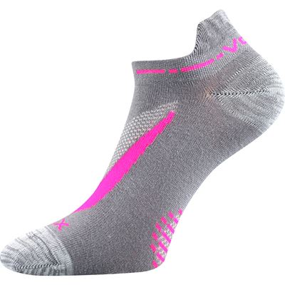 Ponožky krátké slabé REX 10 bavlněné ŠEDÉ s růžovou