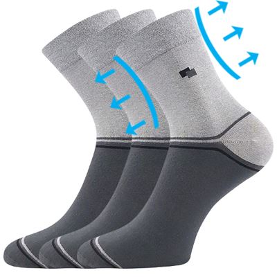 Ponožky medicine bavlněné ROGER 01 šedé (3 páry)
