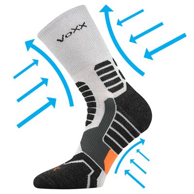 Ponožky kompresní sportovní RONIN s ionty stříbra SVĚTLE ŠEDÉ