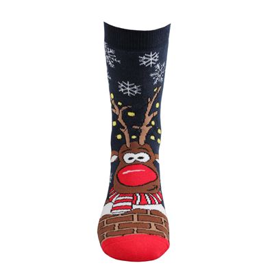 Ponožky vánoční froté RUDY se sobíkem TMAVĚ MODRÉ