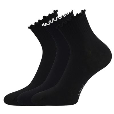 Ponožky dámské SOPHIA s ozdobným lemem MIX ČERNÉ (3 páry)