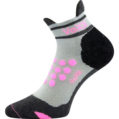 Ponožky kompresní sportovní SPRINTER nízké s ionty stříbra SVĚTLE ŠEDÉ S RŮŽOVOU VoXX 126340 2