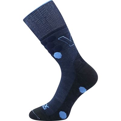 Ponožky dvouvrstvé s jemným lemem TAYRON z merino vlny s ionty stříbra JEANS