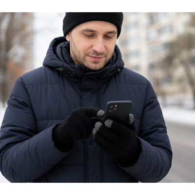 Rukavice unisex pletené TOUCH 01 na dotykový displej ČERNÉ BOMA 123411 2