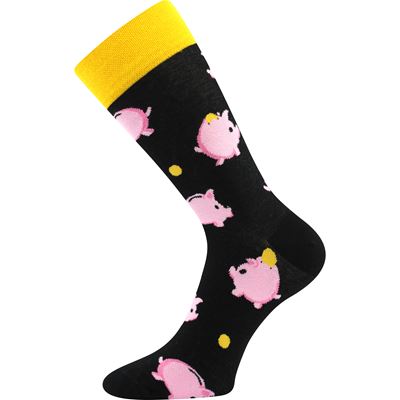 Ponožky společenské vtipné TWIDOR s obrázky PRASÁTEK jako kasička