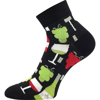 Ponožky letní pánské VÍNOXX s obrázky VÍNA černé