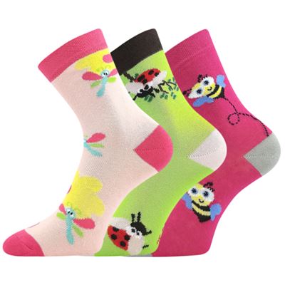 Ponožky dětské WOODIK obrázkové DÍVČÍ (3 páry)