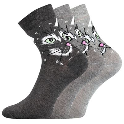 Ponožky dámské letní XANTIPA 49 s kočkami MIX (3 páry)