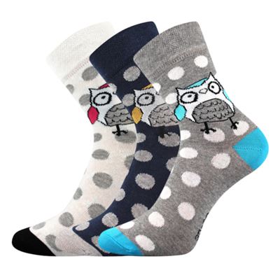 Ponožky dámské letní XANTIPA 60 se sovičkami MIX (3 páry)