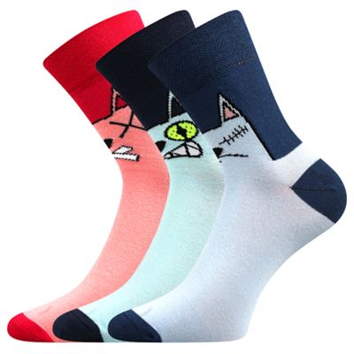 Ponožky dámské letní XANTIPA 67 s kočkami MIX (3 páry)