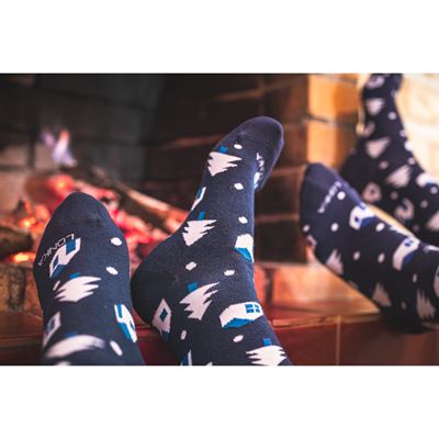 Ponožky slabé vánoční DAMERRY obrázkové s DOMEČKY