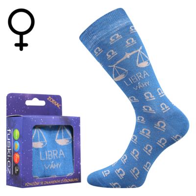 Ponožky se znamením zvěrokruhu ZODIAC v krabičce VÁHY světle modré