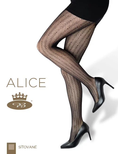 punčochové kalhoty vzorované Alice nero